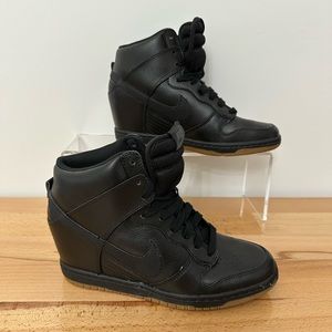 Nike Women’s Sky Hi Dunk Sneakers, black and gum sole, size 8, like new